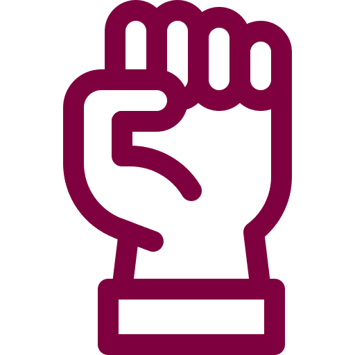 Icon of a fist on red background